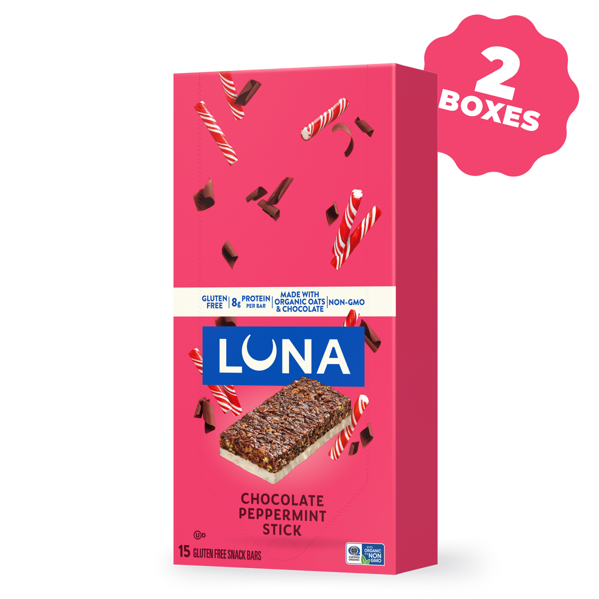Bar Chocolate Peppermint Stick Flavor Gluten Free Snack Bars, 30 Bars